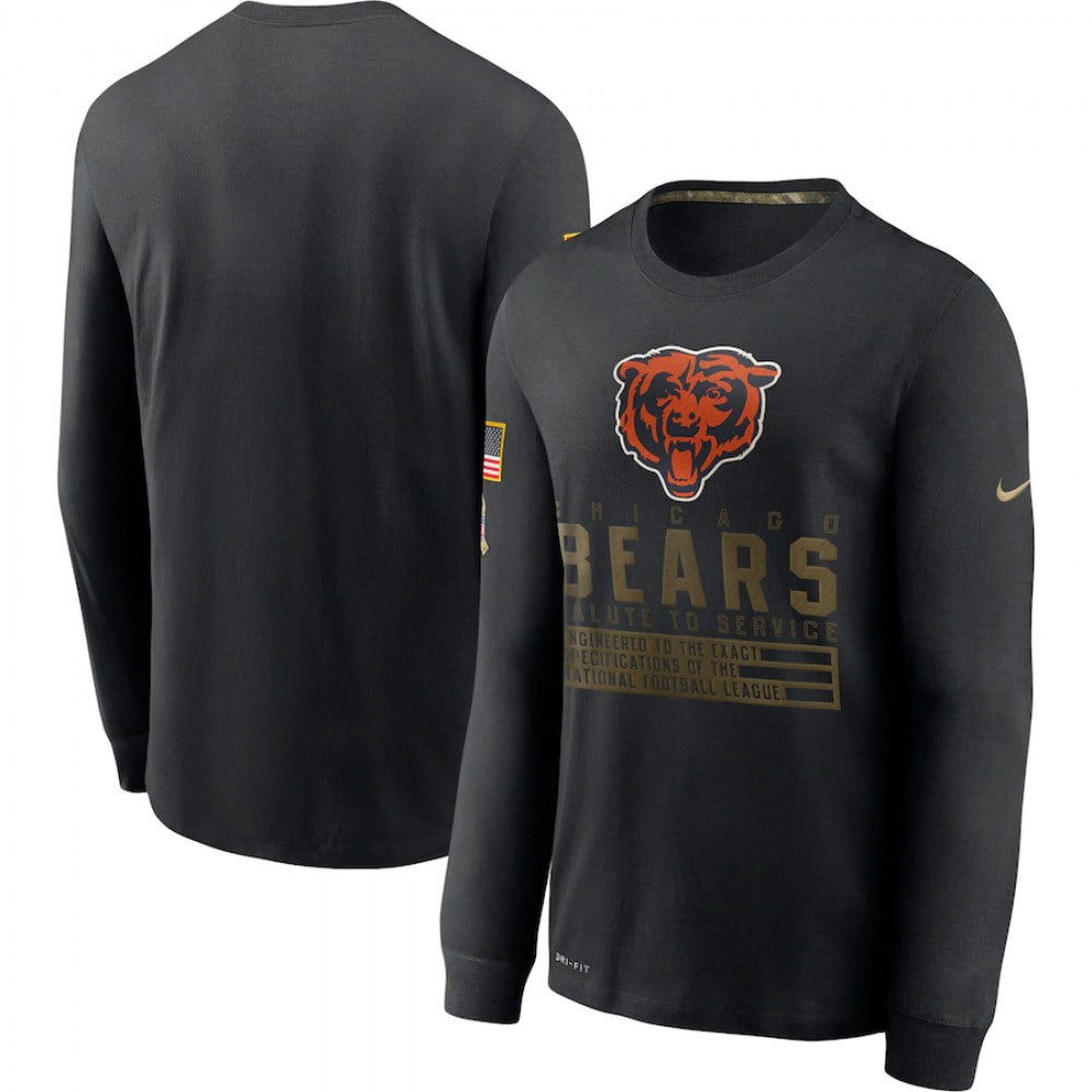 Men's Chicago Bears 2020 Black Salute to Service Sideline Performance Long Sleeve T-Shirt 