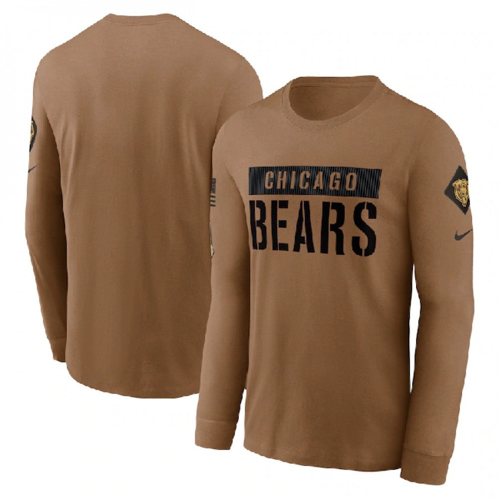 Men's Chicago Bears 2023 Brown Salute To Service Long Sleeve T-Shirt 