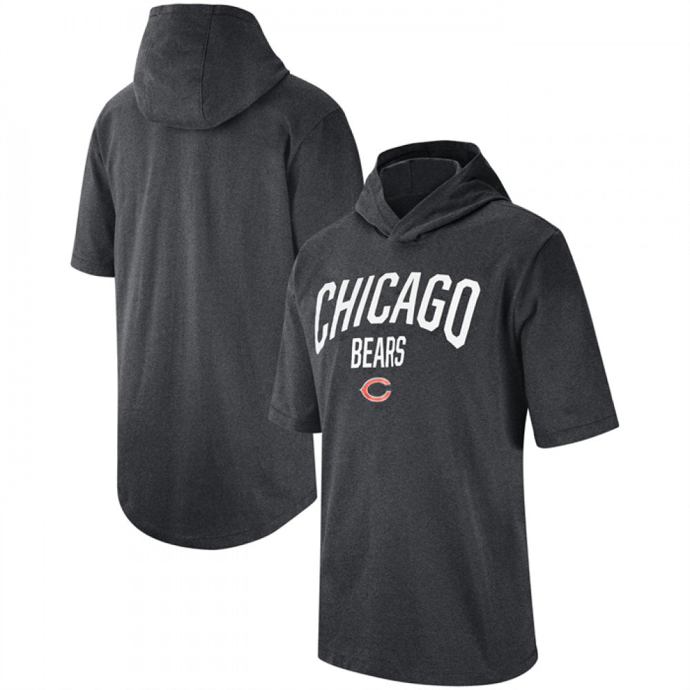 Men's Chicago Bears Heathered Charcoal Sideline Training Hoodie Performance T-Shirt 
