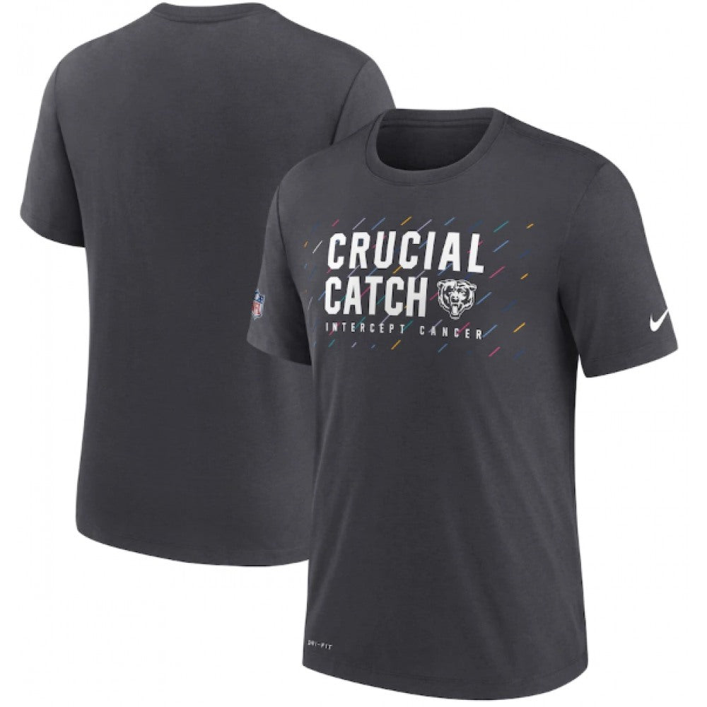 Men's Chicago Bears Charcoal 2021 Crucial Catch Performance T-Shirt 
