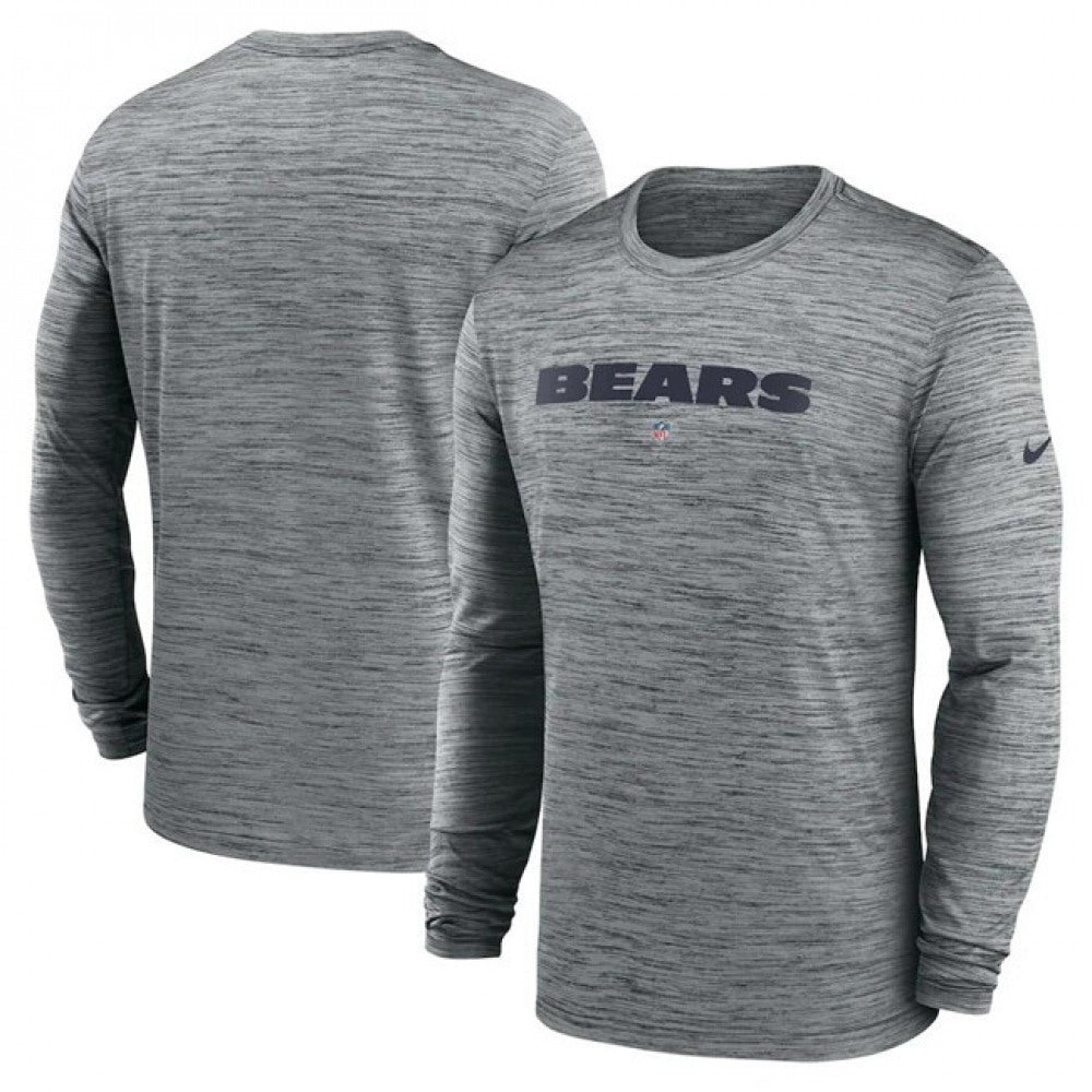 Men's Chicago Bears Heather Gray Sideline Team Velocity Performance Long Sleeve T-Shirt 