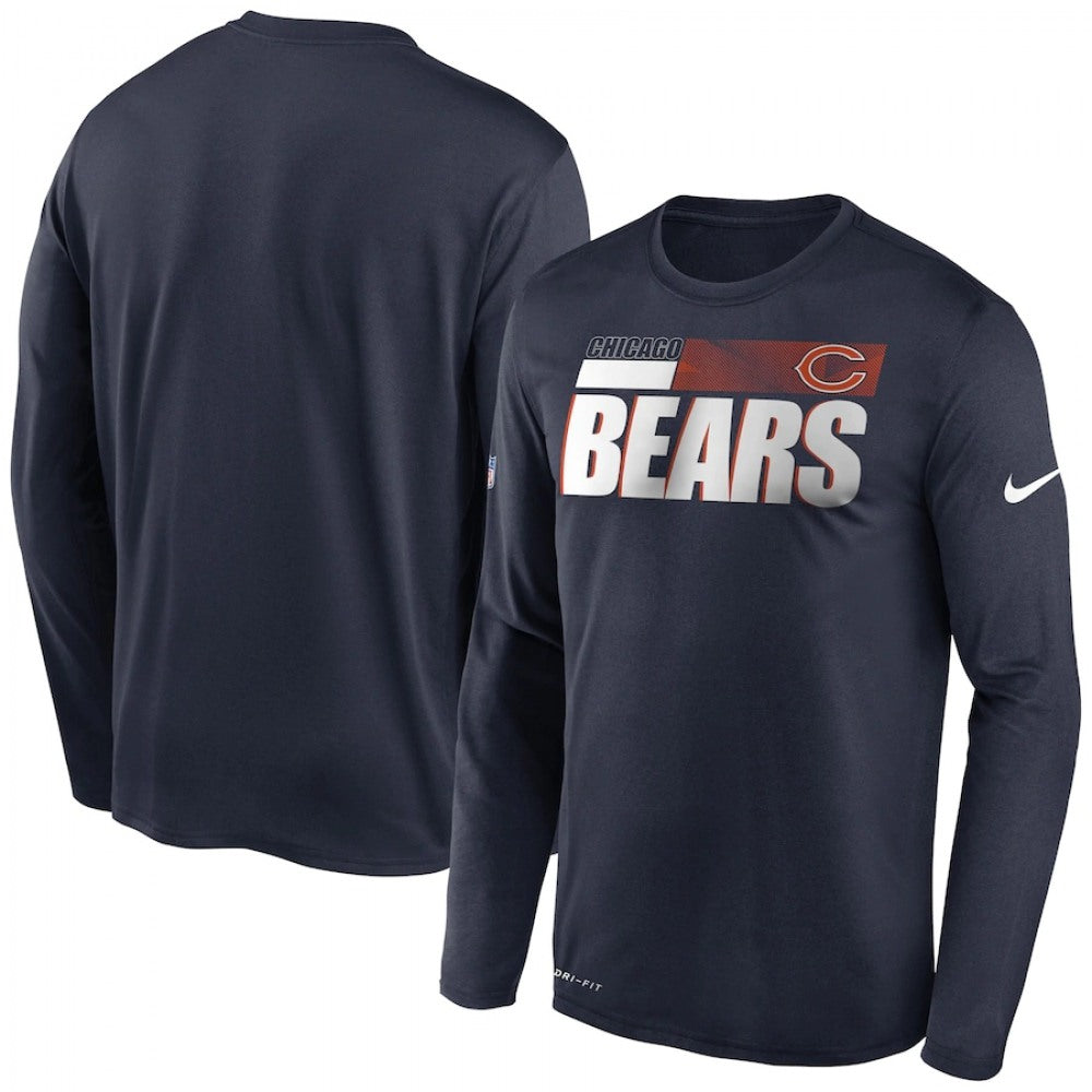 Men's Chicago Bears 2020 Navy Sideline Impact Legend Performance Long Sleeve T-Shirt 