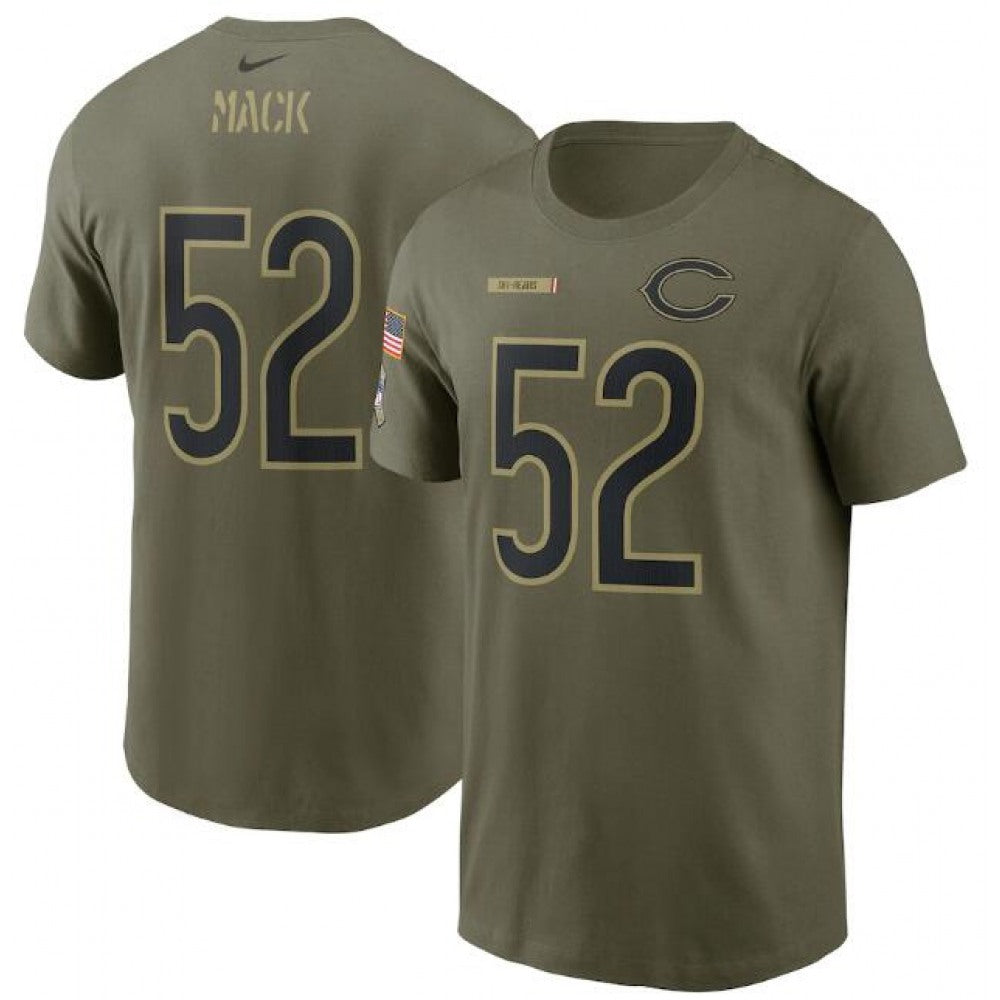 Men's Chicago Bears #52 Khalil Mack 2021 Olive Salute To Service Legend Performance T-Shirt 
