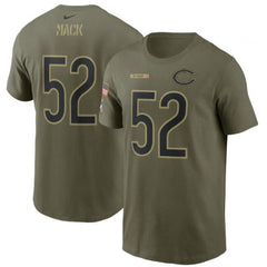 Men's Chicago Bears #52 Khalil Mack 2021 Olive Salute To Service Legend Performance T-Shirt 