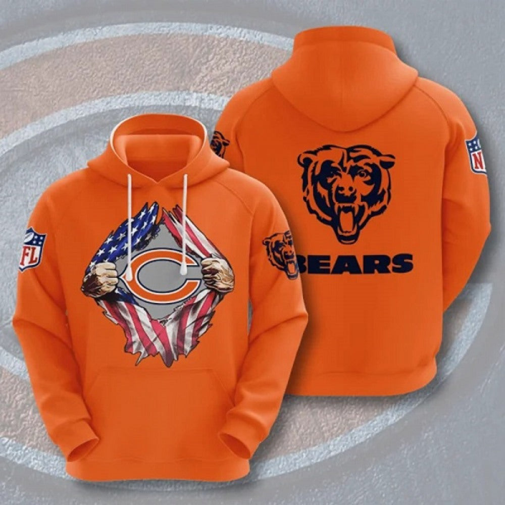 Men's Chicago Bears Orange 3D Trending T-Shirt Hoodie 