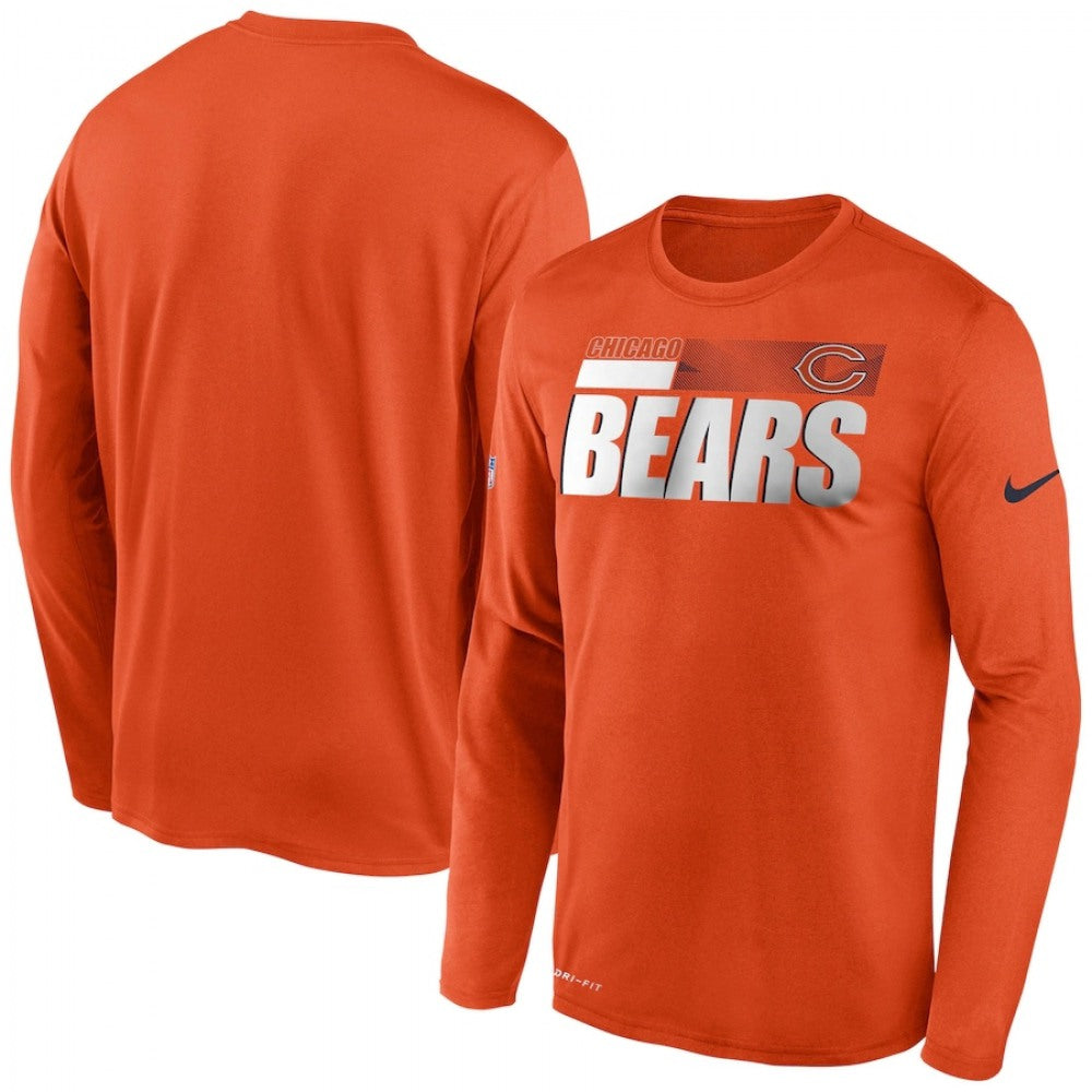 Men's Chicago Bears 2020 Orange Sideline Impact Legend Performance Long Sleeve T-Shirt 