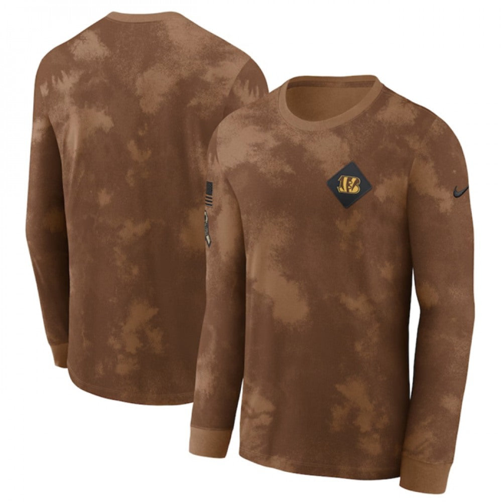 Men's Cincinnati Bengals Brown 2023 Salute To Service Long Sleeve T-Shirt 