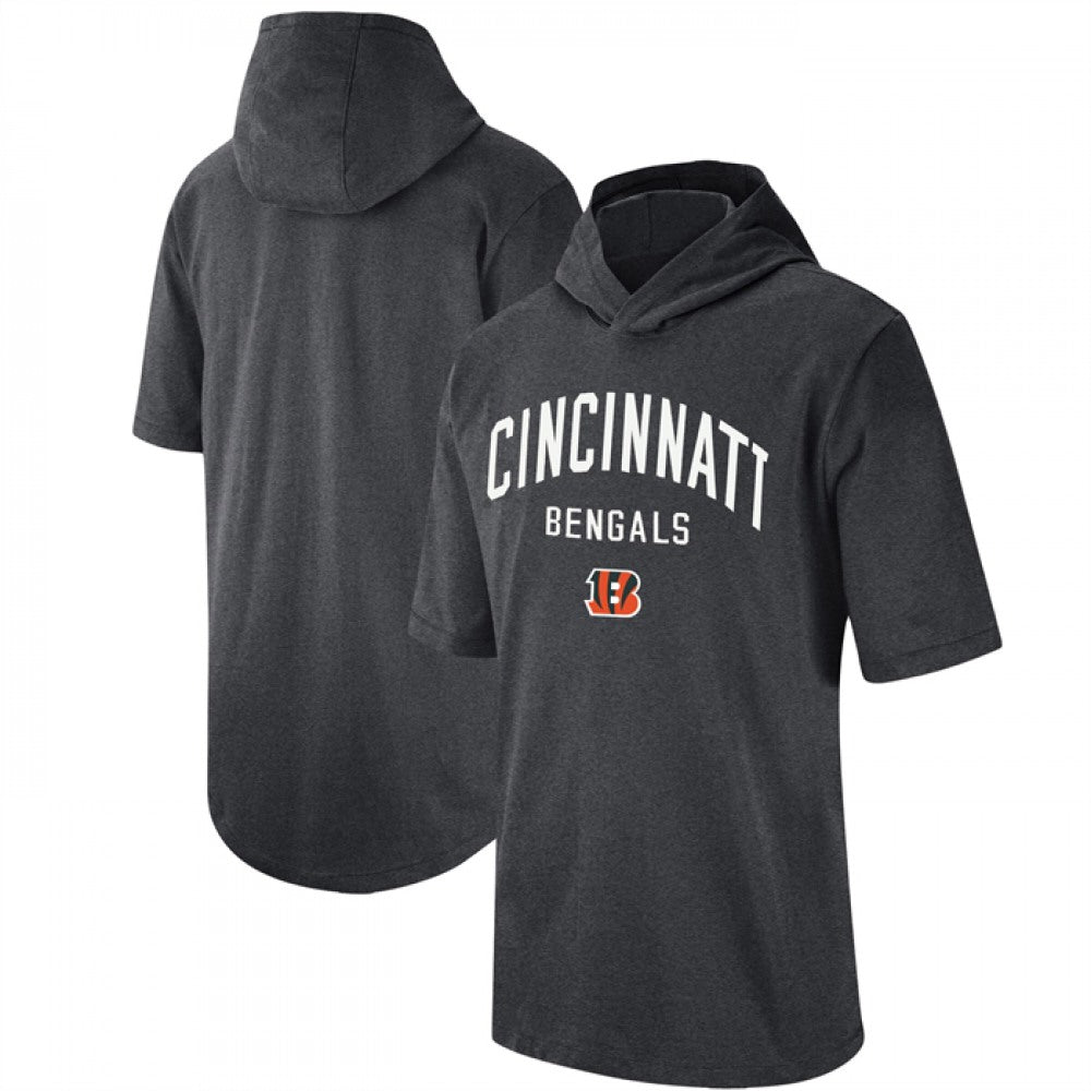 Men's Cincinnati Bengals Heathered Charcoal Sideline Training Hoodie Performance T-Shirt 