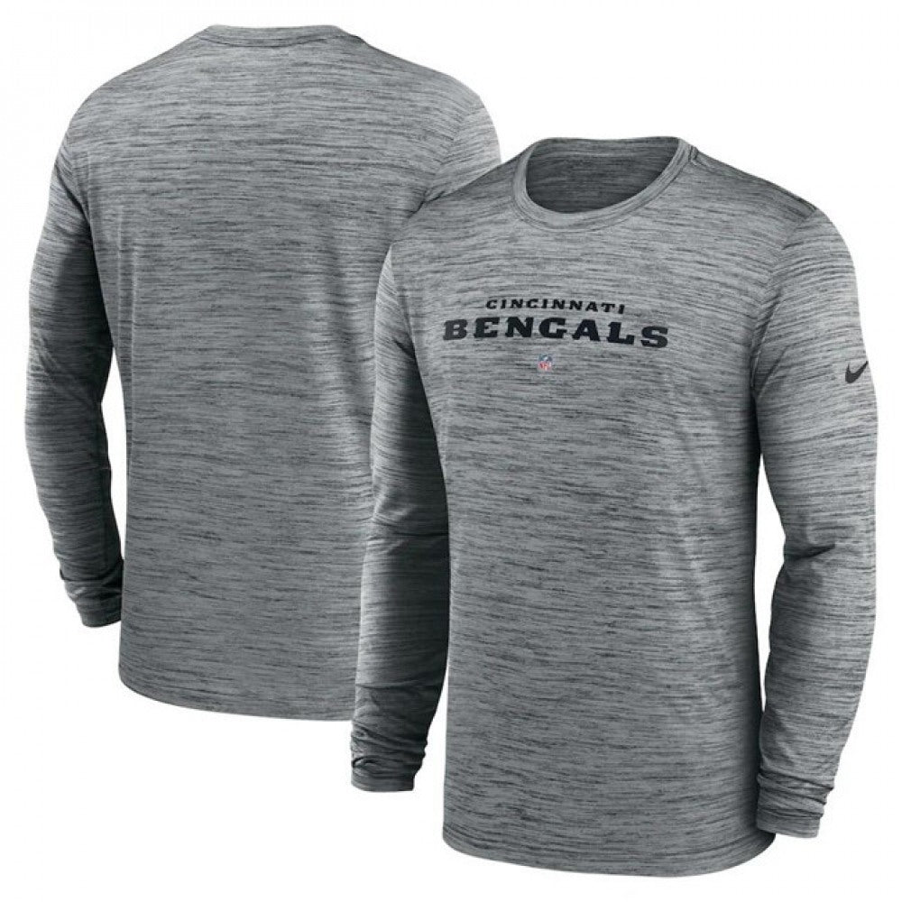 Men's Cincinnati Bengals Heather Gray Sideline Team Velocity Performance Long Sleeve T-Shirt 