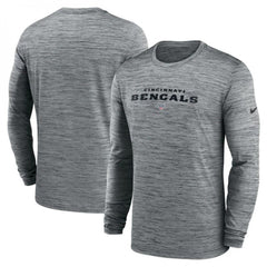 Men's Cincinnati Bengals Heather Gray Sideline Team Velocity Performance Long Sleeve T-Shirt 