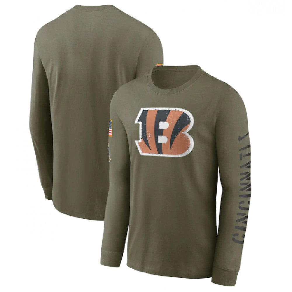 Men's Cincinnati Bengals Olive 2022 Salute to Service Long Sleeve T-Shirt 