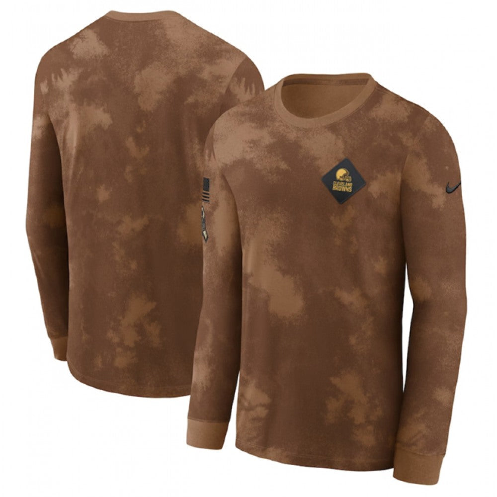 Men's Cleveland Browns Brown 2023 Salute To Service Long Sleeve T-Shirt 