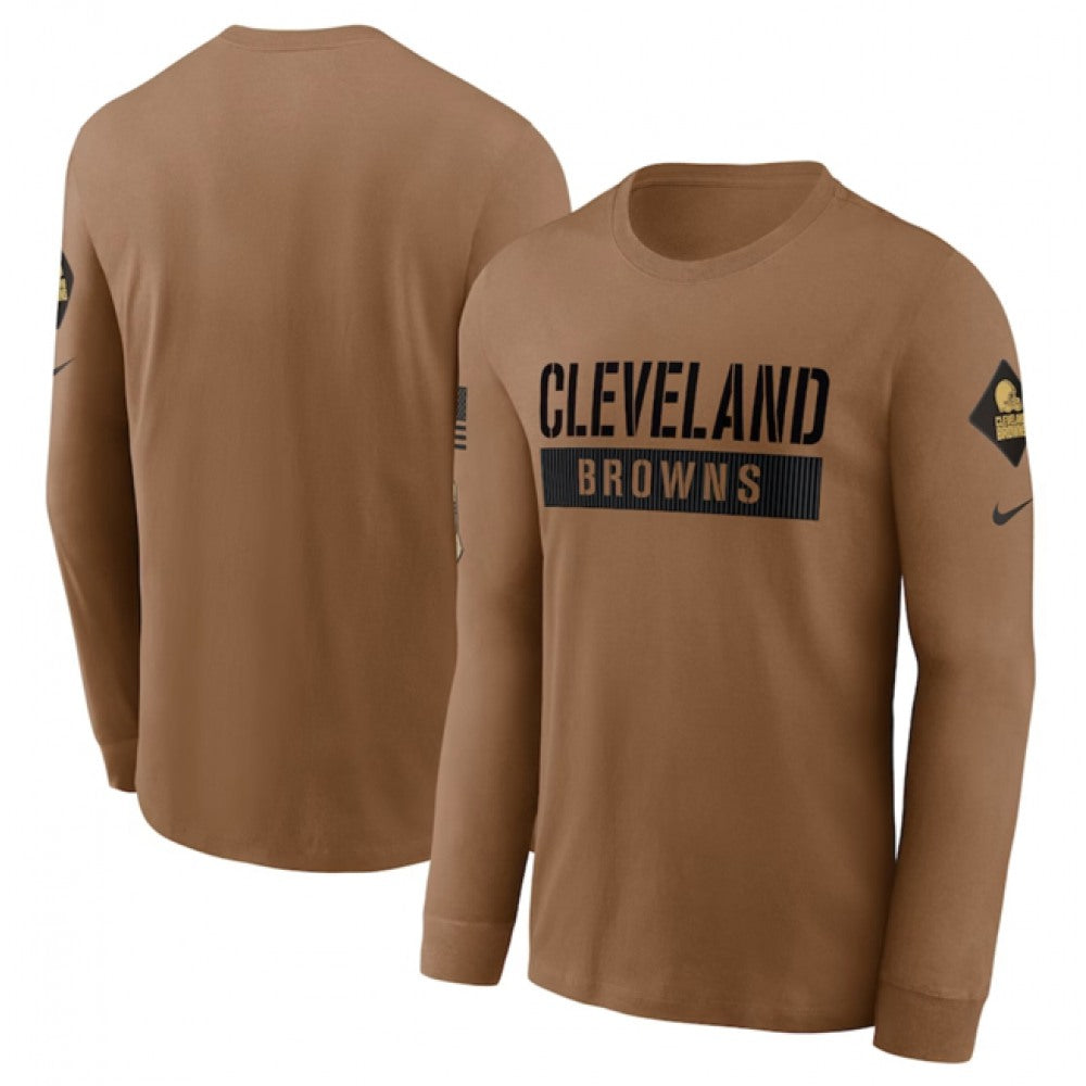 Men's Cleveland Browns 2023 Brown Salute To Service Long Sleeve T-Shirt 