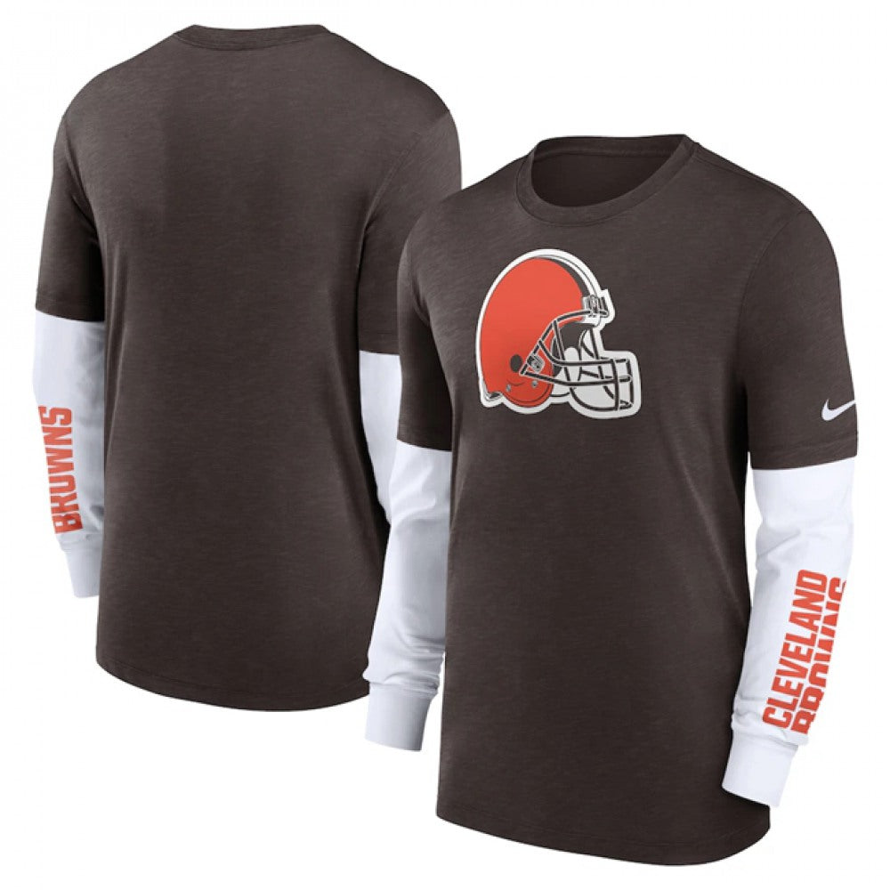 Men's Cleveland Browns Heather Brown Slub Fashion Long Sleeve T-Shirt 