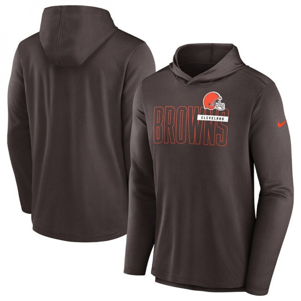 Men's Cleveland Browns Brown Lightweight Performance Hoodie Long Sleeve T-Shirt 