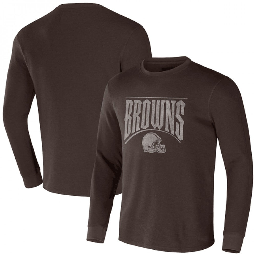 Men's Cleveland Browns X Darius Rucker Collection Brown Long Sleeve Thermal T-Shirt 