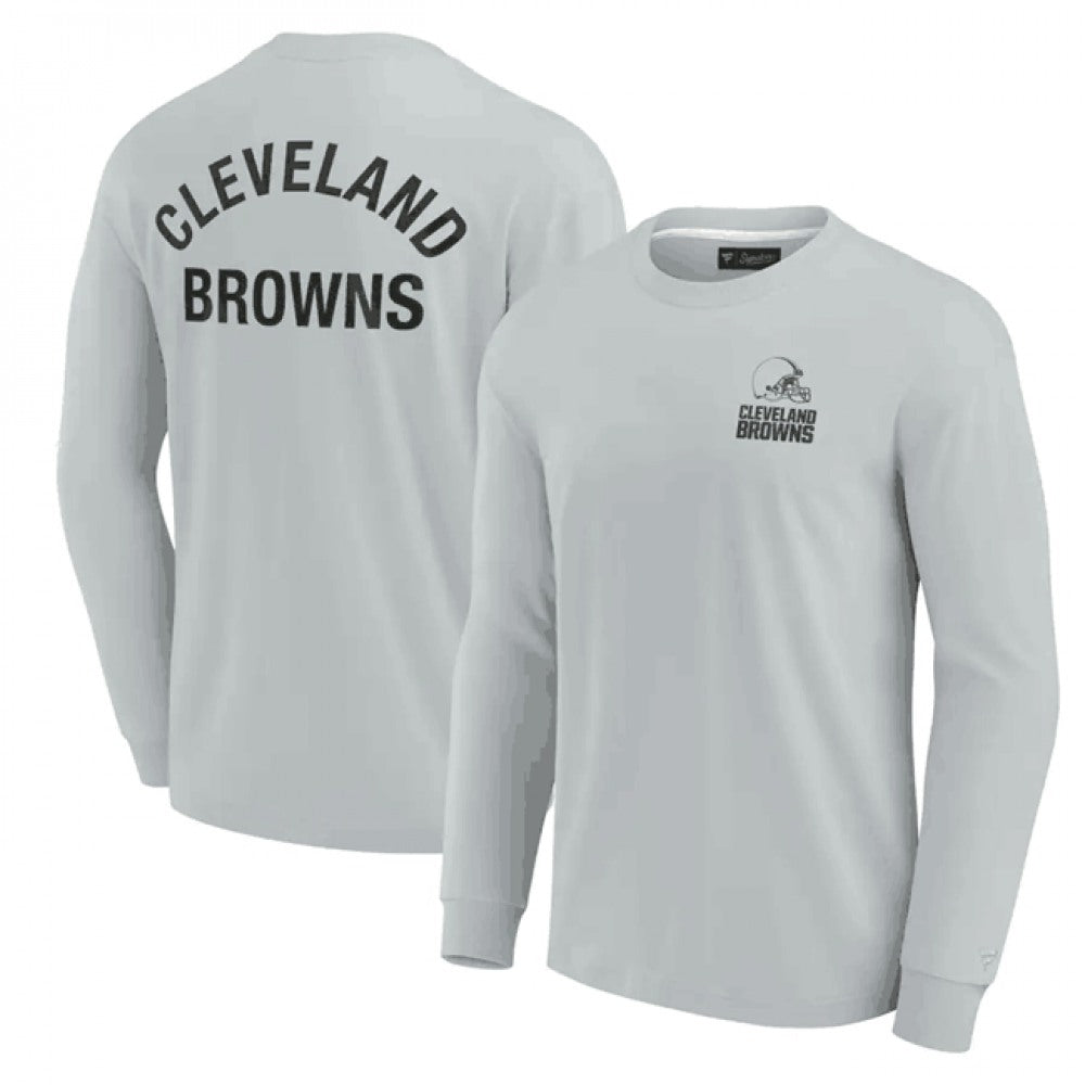 Men's Cleveland Browns Grey Signature Unisex Super Soft Long Sleeve T-Shirt 