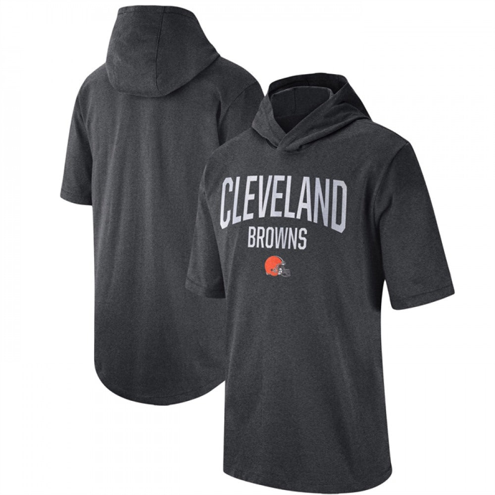 Men's Cleveland Browns Heathered Charcoal Sideline Training Hoodie Performance T-Shirt 