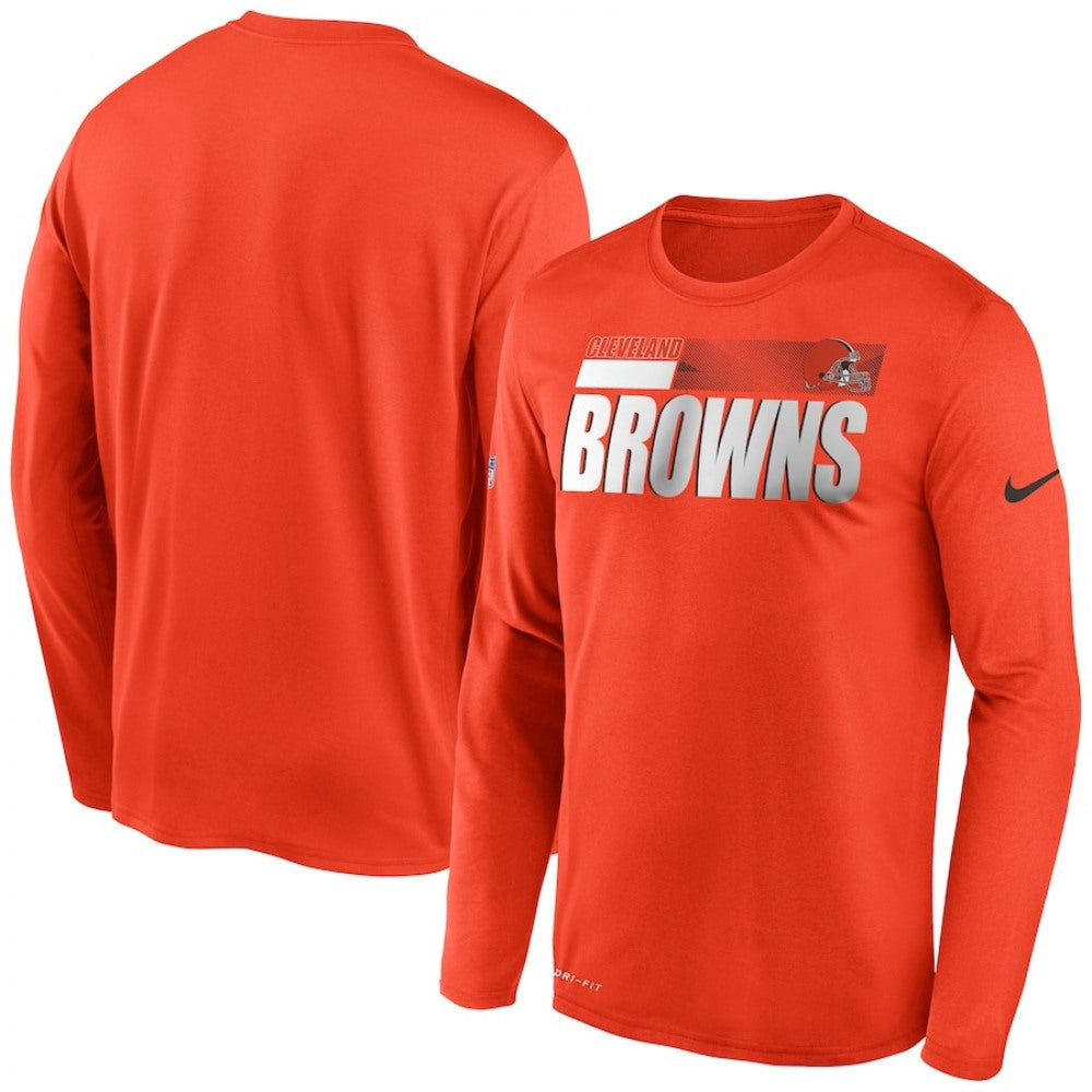 Men's Cleveland Browns 2020 Orange Sideline Impact Legend Performance Long Sleeve T-Shirt 