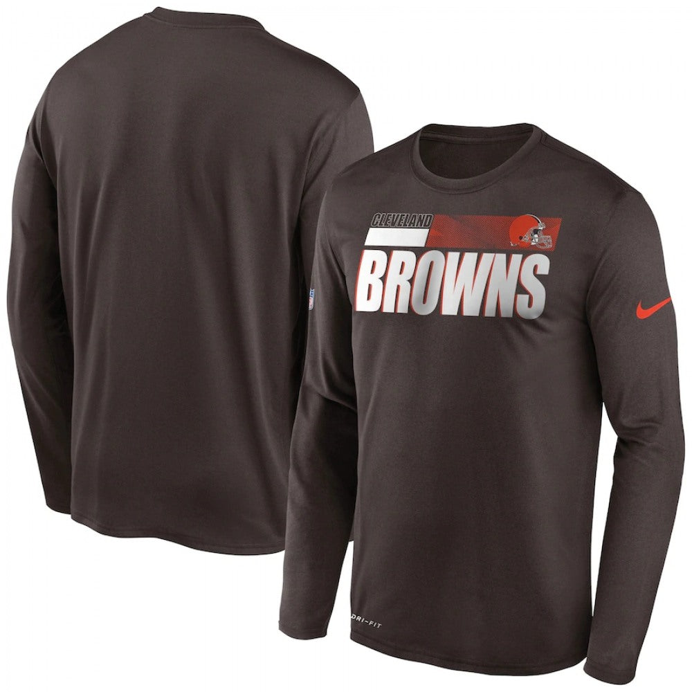 Men's Cleveland Browns 2020 Brown Sideline Impact Legend Performance Long Sleeve T-Shirt 