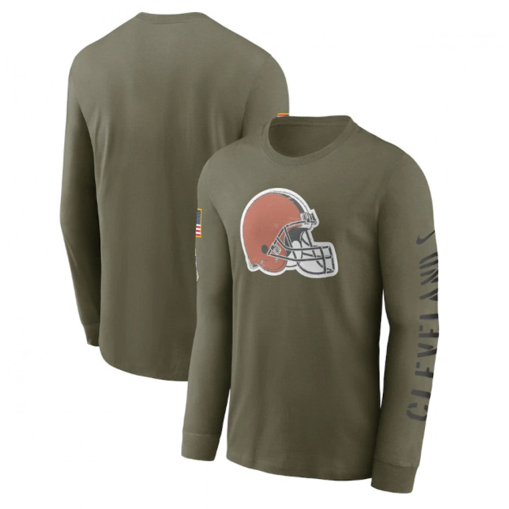 Men's Cleveland Browns Olive 2022 Salute to Service Long Sleeve T-Shirt 