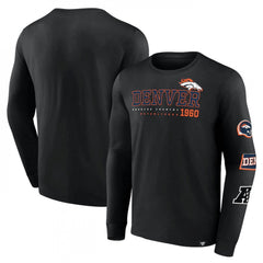 Men's Denver Broncos Black High Whip Pitcher Long Sleeve T-Shirt 