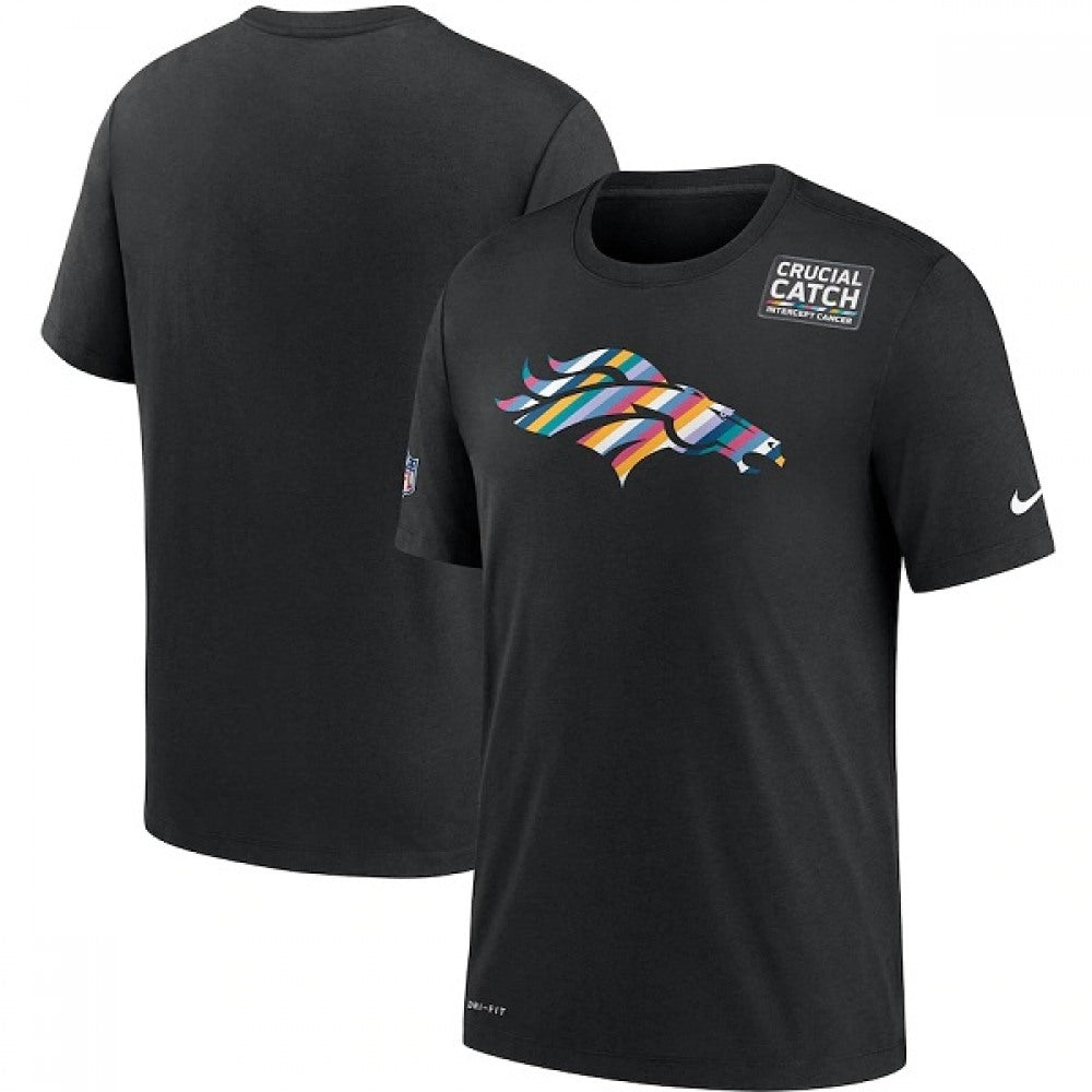 Men's Denver Broncos 2020 Black Sideline Crucial Catch Performance T-Shirt 