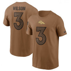 Men's Denver Broncos #3 Russell Wilson 2023 Brown Salute To Service Name & Number T-Shirt 