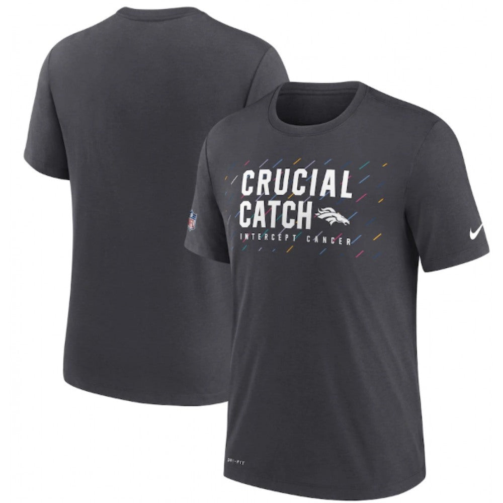 Men's Denver Broncos Charcoal 2021 Crucial Catch Performance T-Shirt 