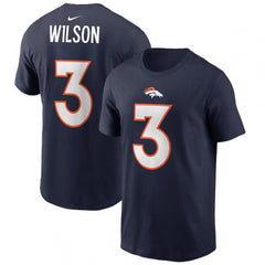 Men's Denver Broncos #3 Russell Wilson 2022 Navy Name & Number T-Shirt 