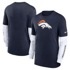 Men's Denver Broncos Heather Navy Slub Fashion Long Sleeve T-Shirt 