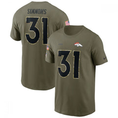 Men's Denver Broncos #31 Justin Simmons 2022 Olive Salute to Service T-Shirt 