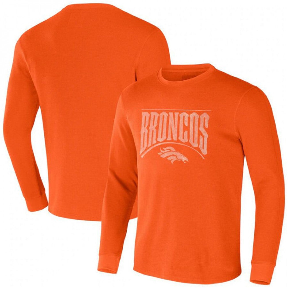 Men's Denver Broncos X Darius Rucker Collection Orange Long Sleeve Thermal T-Shirt 