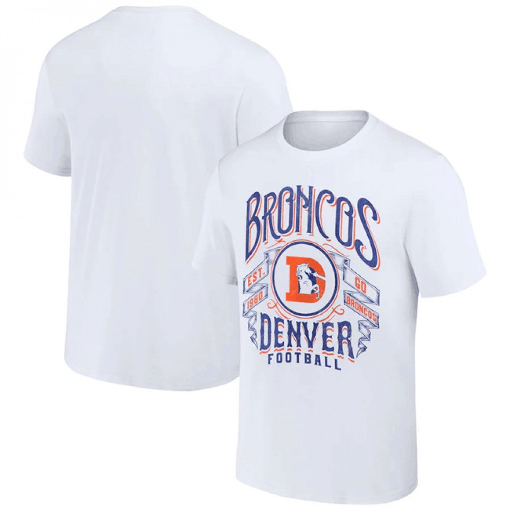 Men's Denver Broncos White x Darius Rucker Collection Vintage Football T-Shirt 