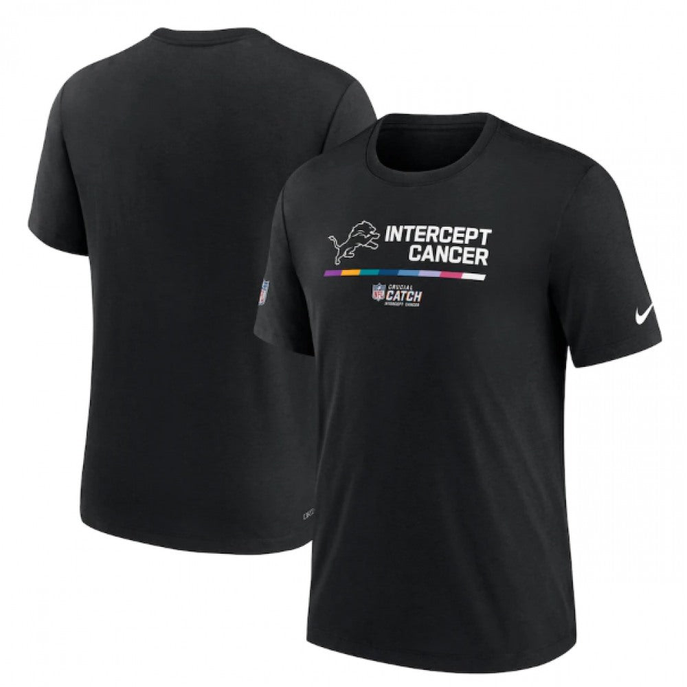 Men's Detroit Lions 2022 Black Crucial Catch Performance T-Shirt 