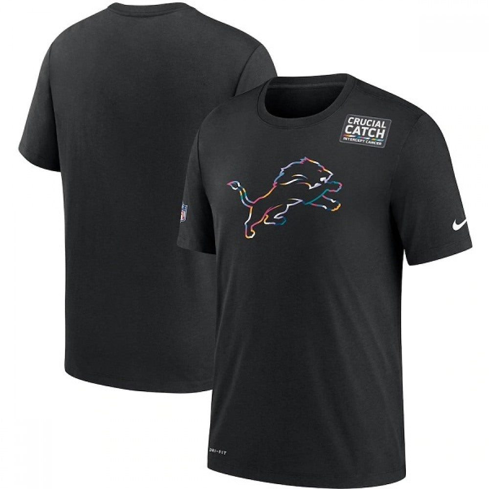 Men's Detroit Lions 2020 Black Sideline Crucial Catch Performance T-Shirt 