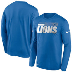 Men's Detroit Lions 2020 Blue Sideline Impact Legend Performance Long Sleeve T-Shirt 