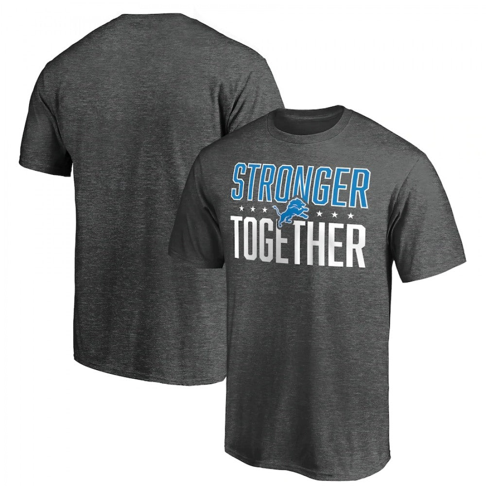 Men's Detroit Lions Heather Charcoal Stronger Together T-Shirt 