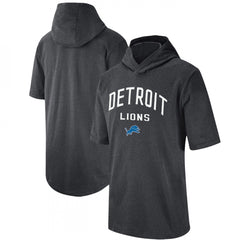 Men's Detroit Lions Heathered Charcoal Sideline Training Hoodie Performance T-Shirt 