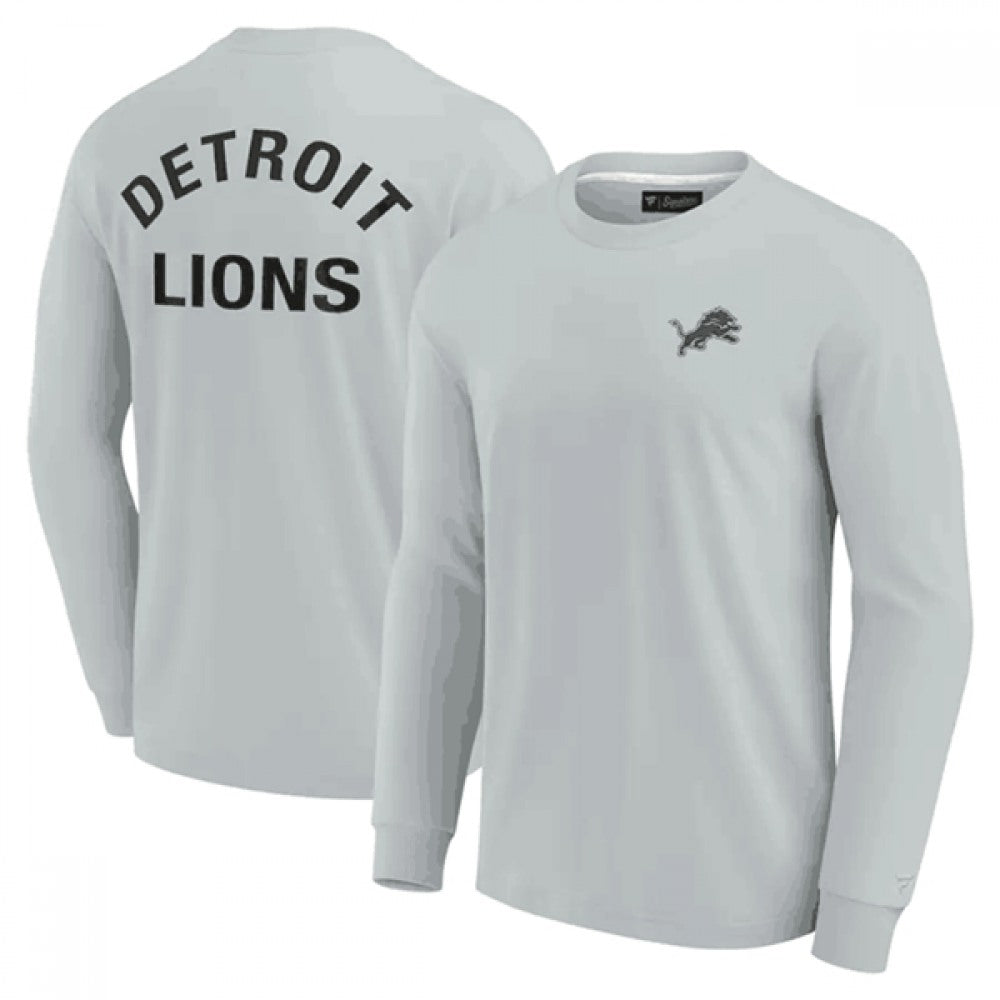 Men's Detroit Lions Grey Signature Unisex Super Soft Long Sleeve T-Shirt 