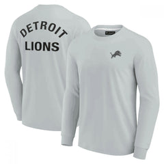Men's Detroit Lions Grey Signature Unisex Super Soft Long Sleeve T-Shirt 