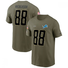 Men's Detroit Lions #88 T.J. Hockenson 2022 Olive Salute to Service T-Shirt 