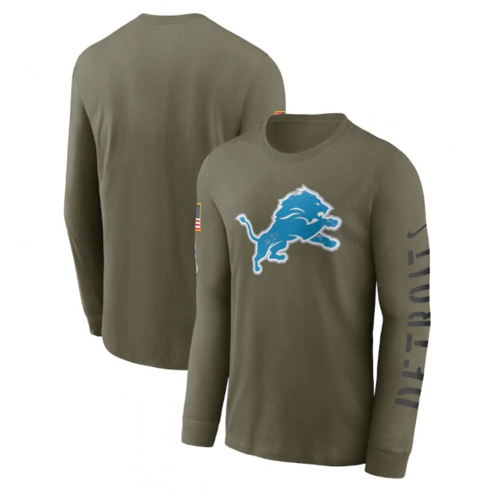 Men's Detroit Lions Olive 2022 Salute to Service Long Sleeve T-Shirt 