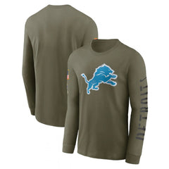 Men's Detroit Lions Olive 2022 Salute to Service Long Sleeve T-Shirt 