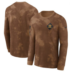 Men's Green Bay Packers Brown 2023 Salute To Service Long Sleeve T-Shirt 
