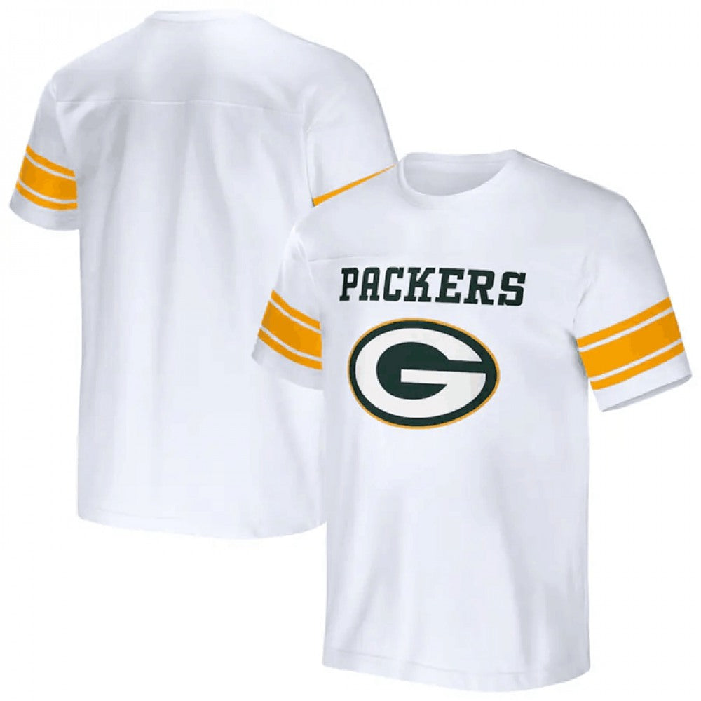 Men's Green Bay Packers White x Darius Rucker Collection Football Striped T-Shirt 