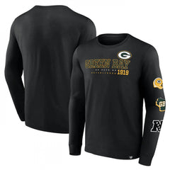 Men's Green Bay Packers Black High Whip Pitcher Long Sleeve T-Shirt 