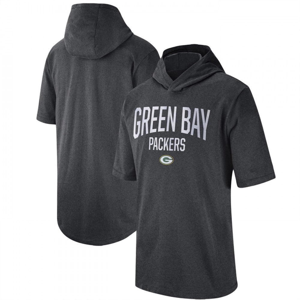 Men's Green Bay Packers Heathered Charcoal Sideline Training Hoodie Performance T-Shirt 
