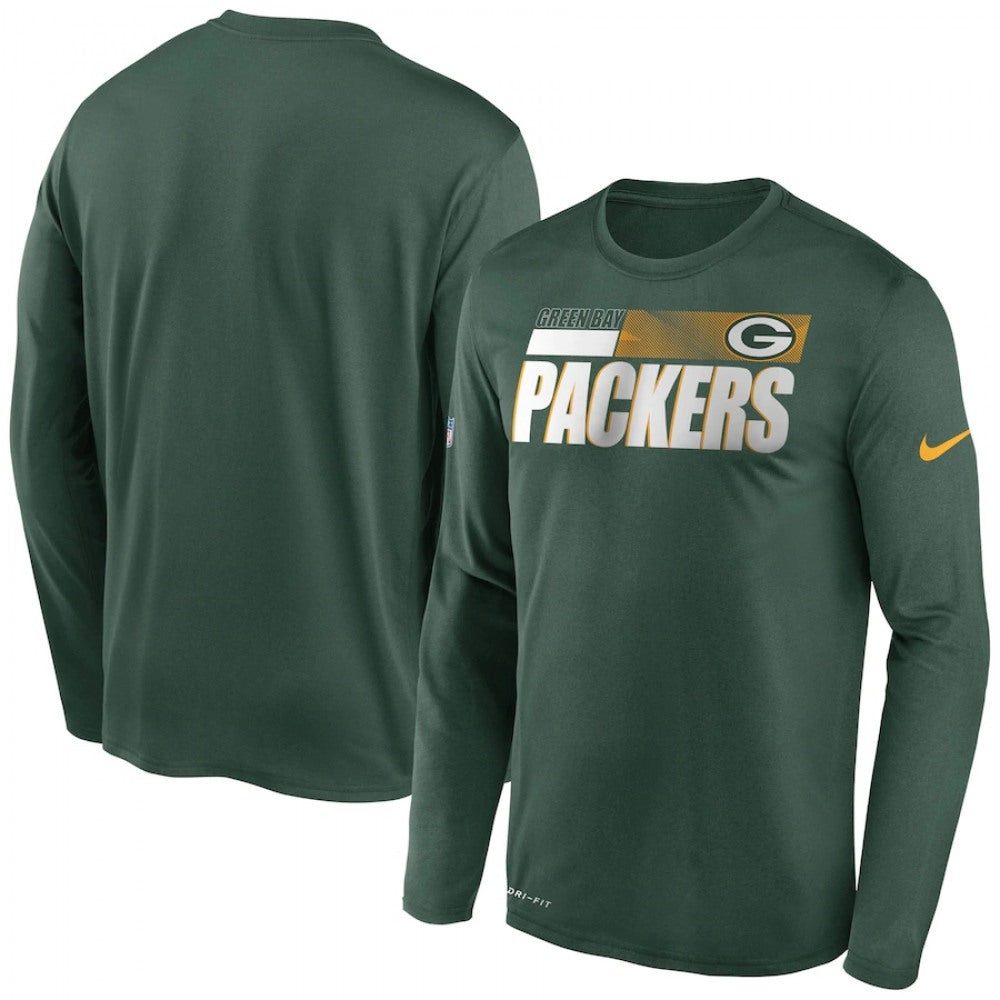 Men's Green Bay Packers 2020 Green Sideline Impact Legend Performance Long Sleeve T-Shirt 