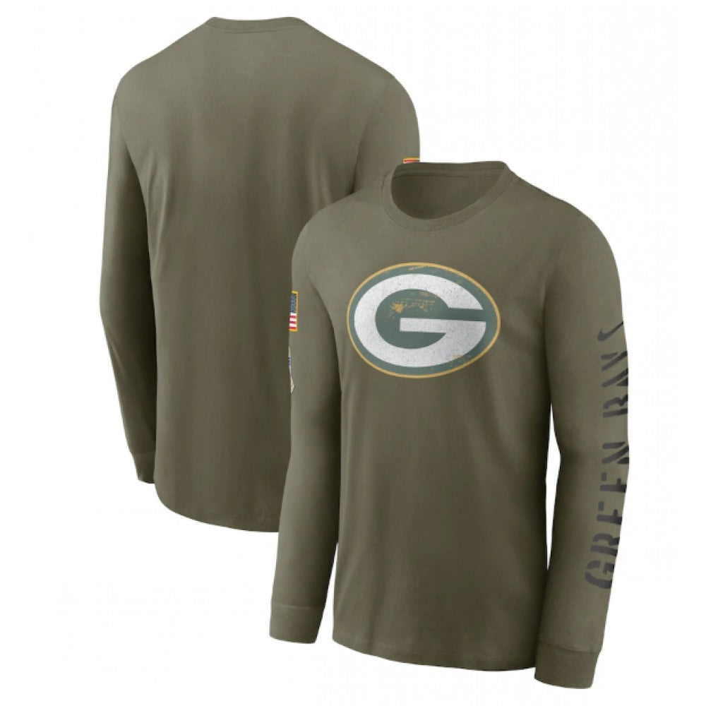 Men's Green Bay Packers Olive 2022 Salute to Service Long Sleeve T-Shirt 
